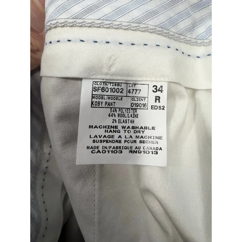 Saks Fifth Avenue Koby Pants Mens 34x32 Mauve Wool Blend Dress Pants Made Canada